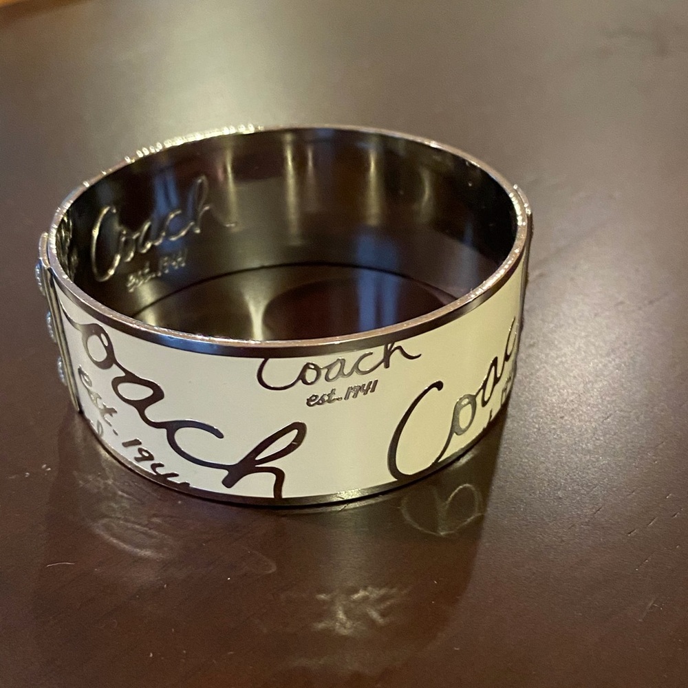 Coach silver and white bangle